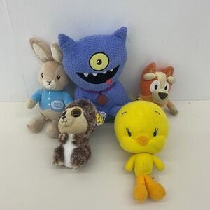 Mixed Stuffed Animals Ugly Doll Bluey Dog TY Monkey Peter Rabbit Tweety Bird